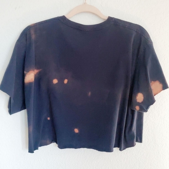 Upcycled Bazinga! Custom One Of A Kind Distressed Bleached Cropped Graphic Tee - Picture 2 of 2